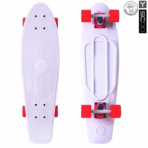 Скейтборд виниловый Y-Scoo Big Fishskateboard 27" 402-W с сумкой, бело-красный (RT, 5932rt)